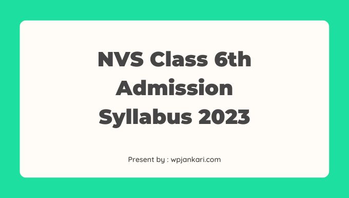 NVS Class 6th Admission Syllabus 2023 PDF Download